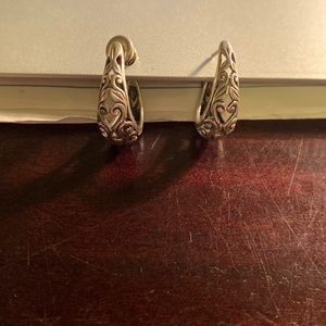Sterling silver flower hoop earrings